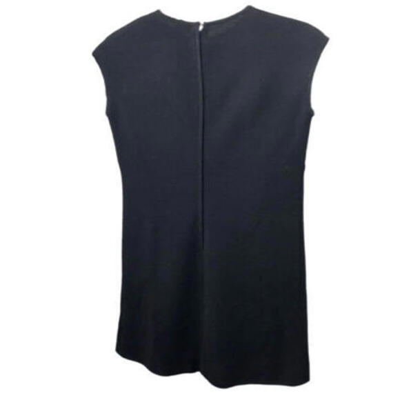 100% Zephyr Wool Dress Hong Kong Sz 10 VTG LBD Black Knit Cap Sleeve - Picture 3 of 7